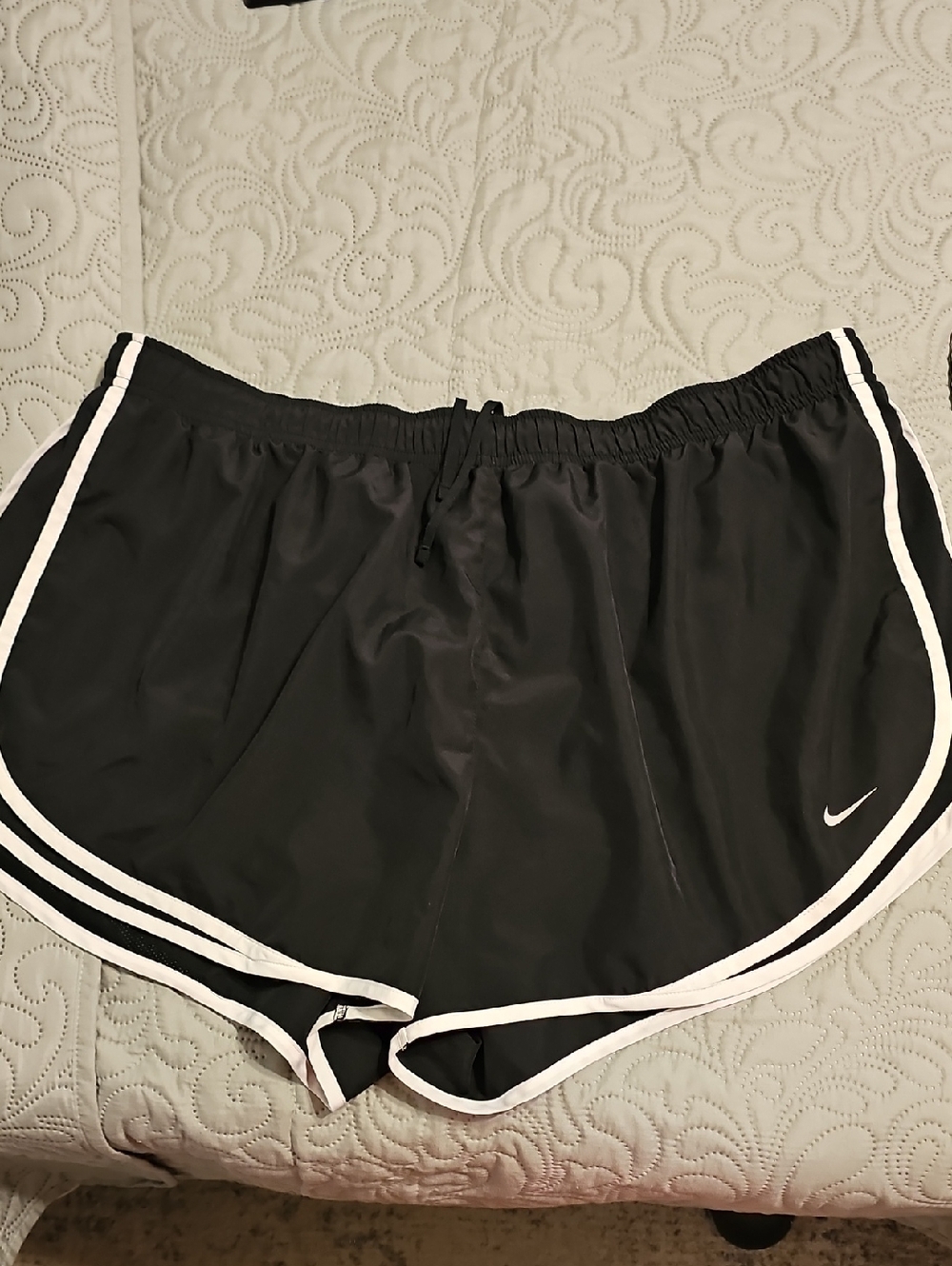 Nike Black Athletic Plus Shorts with White Piping